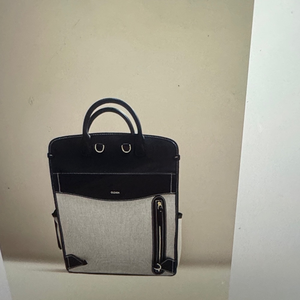Two-Tone Black and Gray Structured Backpack Tote - Picture 5 of 13